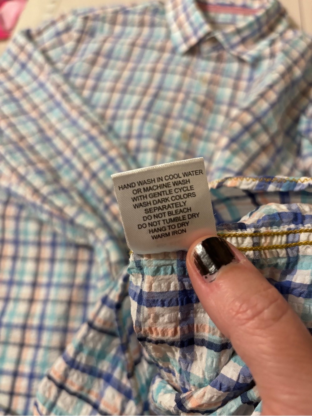 Mens Seersucker Plaid Button Down Shirt Size L Long Sleeve Ivy Style Preppy - Picture 11 of 11